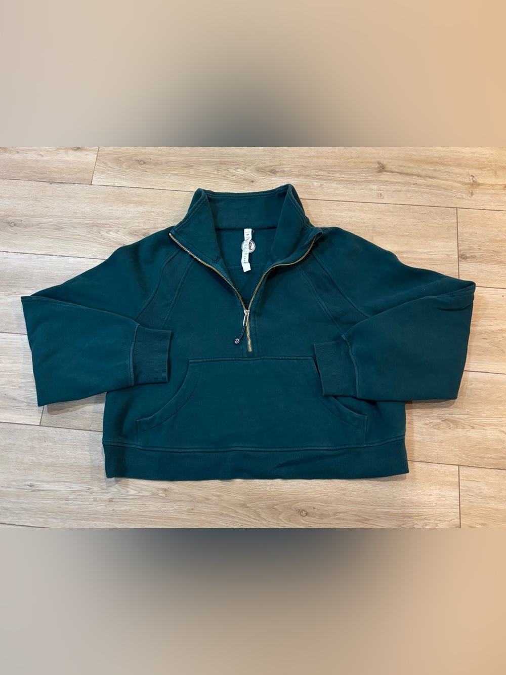 Lululemon Scuba Oversized Funnel Neck Half Zip Storm Teal Gold Zip Womens XL/XXL